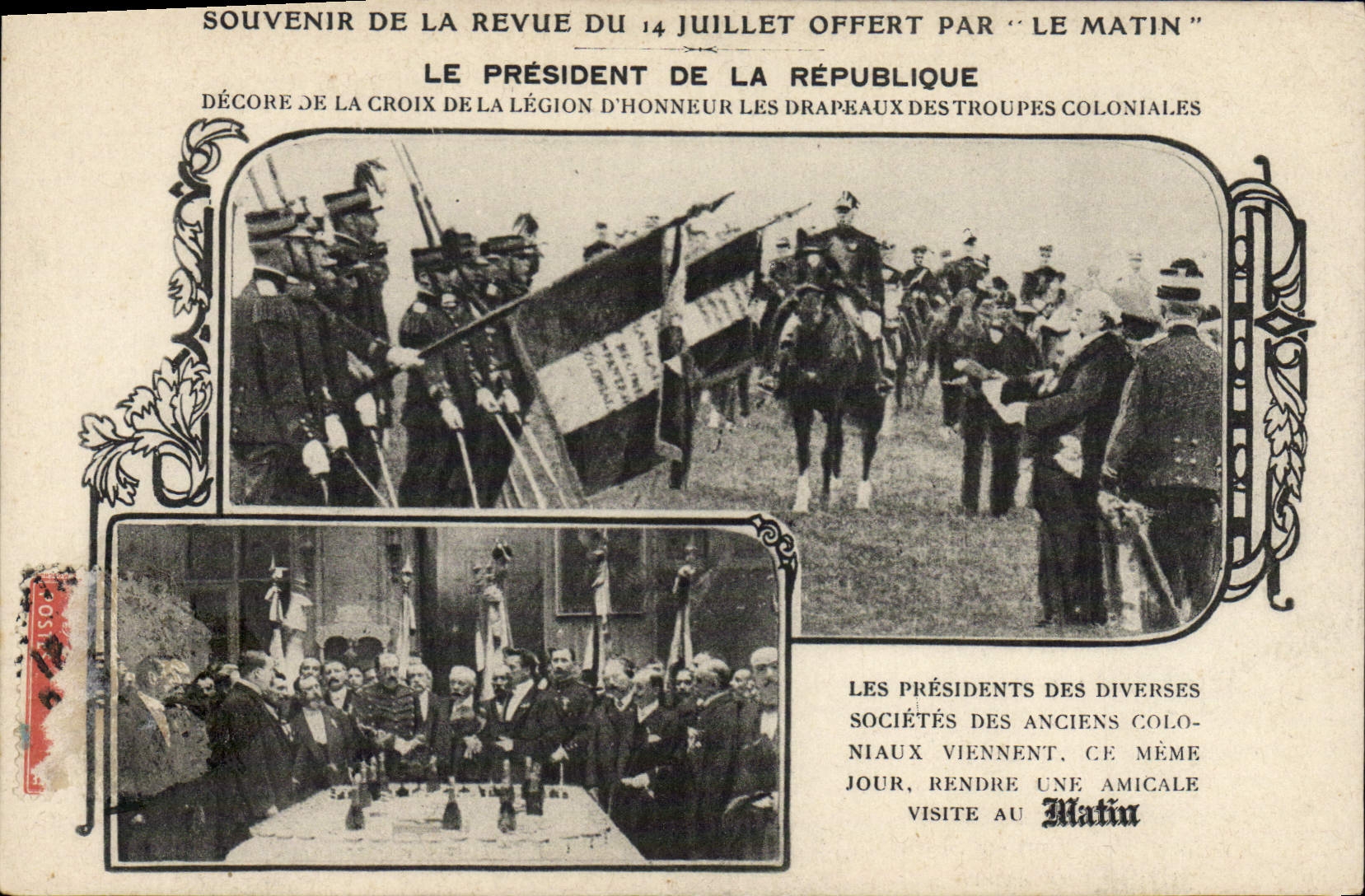 CPA Militaria Revue du 14 Juillet Croix de la legion d'honneur Troupes coloniales