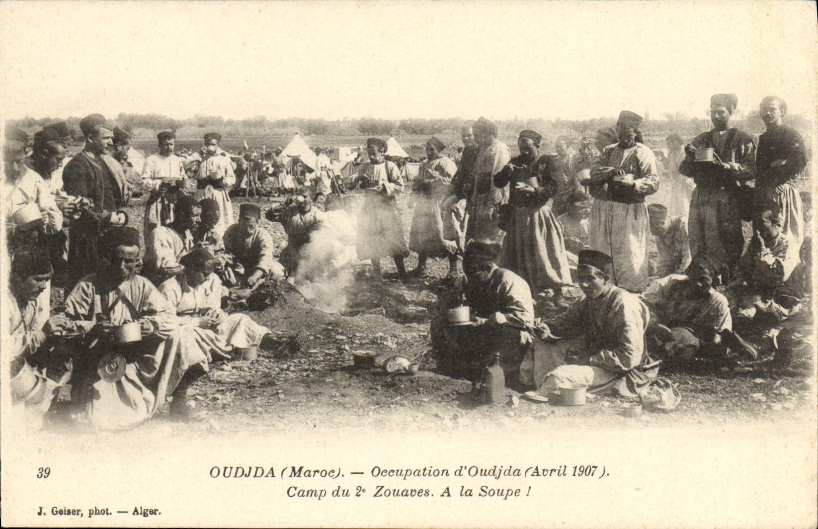 CPA Militaria Oudjda Maroc Occupation d'Oudjda Avril 1907 Camp du 2eme Zouaves 