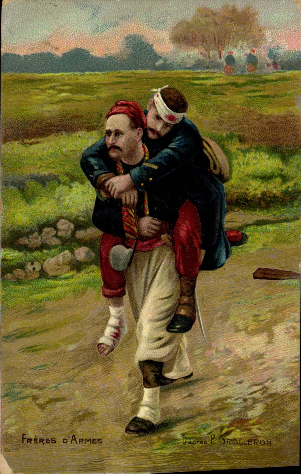 VINTAGE POSTCARD Militaria Brothers in arms