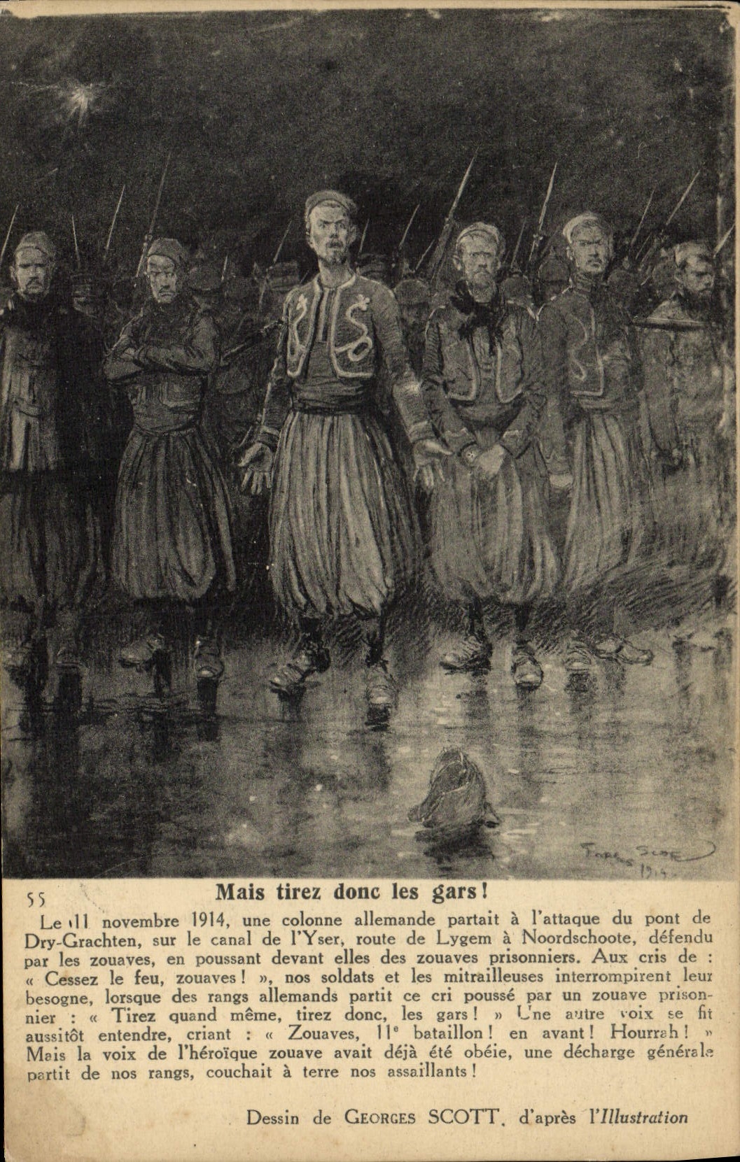 CPA Militaria Pont de Dry Grachten Zouaves