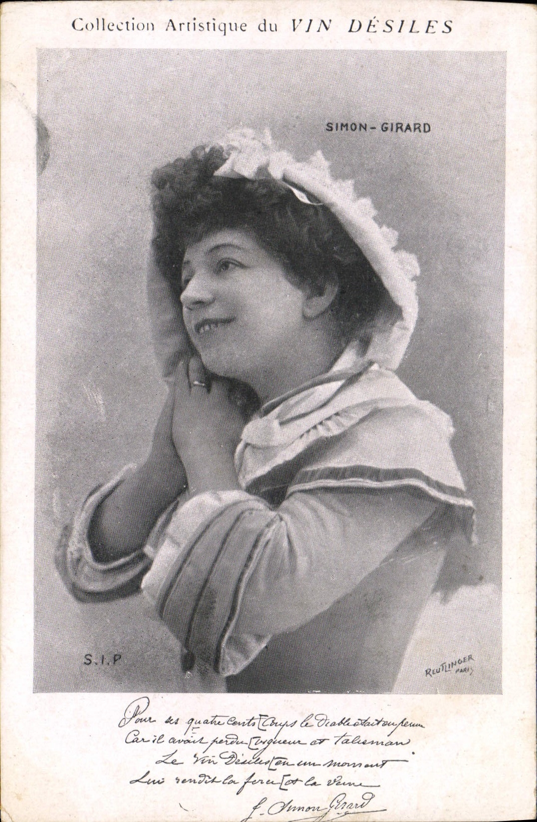 VINTAGE POSTCARD Fantasy Woman Simon Girard Wine Desiles