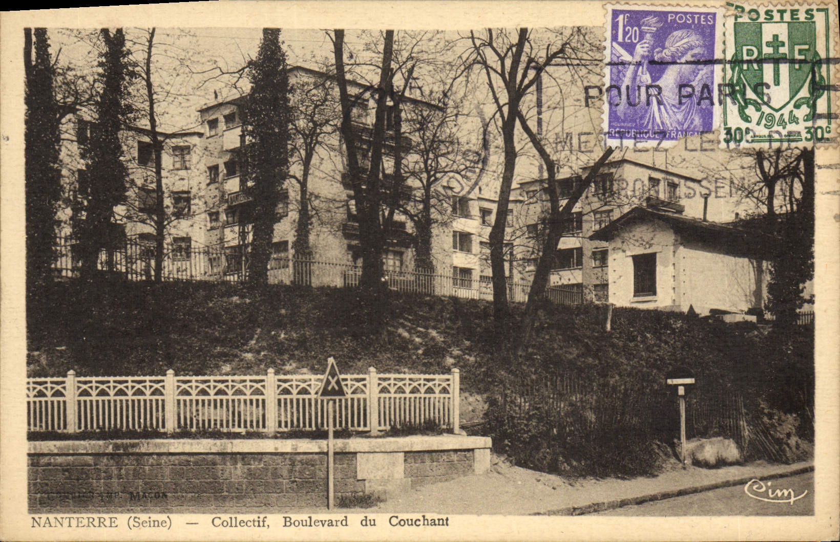 VINTAGE POSTCARD Insurance Nanterre Collective Boulevard of the Setting one