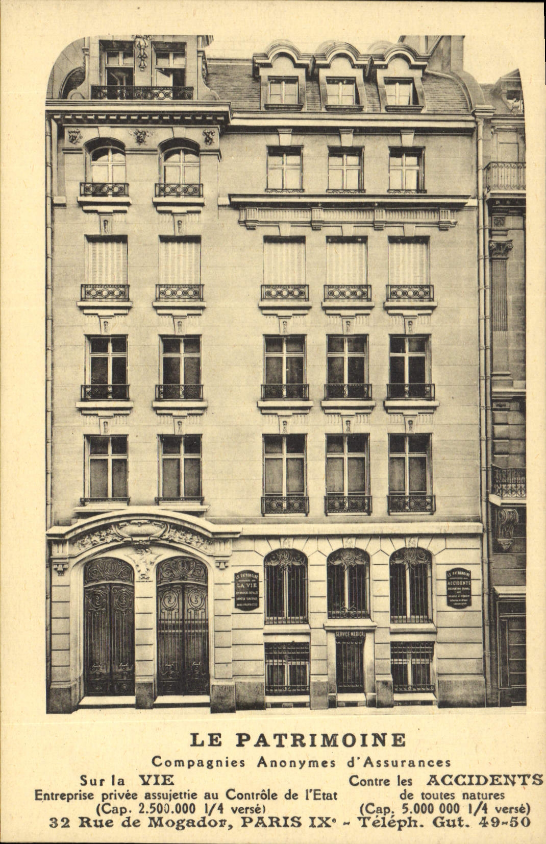 CPA Assurance La Patrimoine 32 Rue de Mogador Paris 9eme