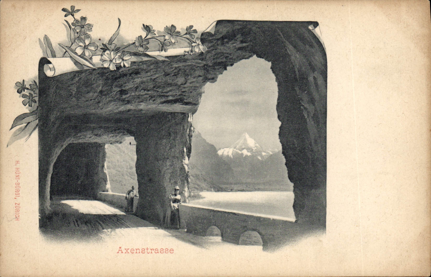 VINTAGE POSTCARD Swiss Axenstrasse Insurance Company Ein Tausend Franken Winterthur