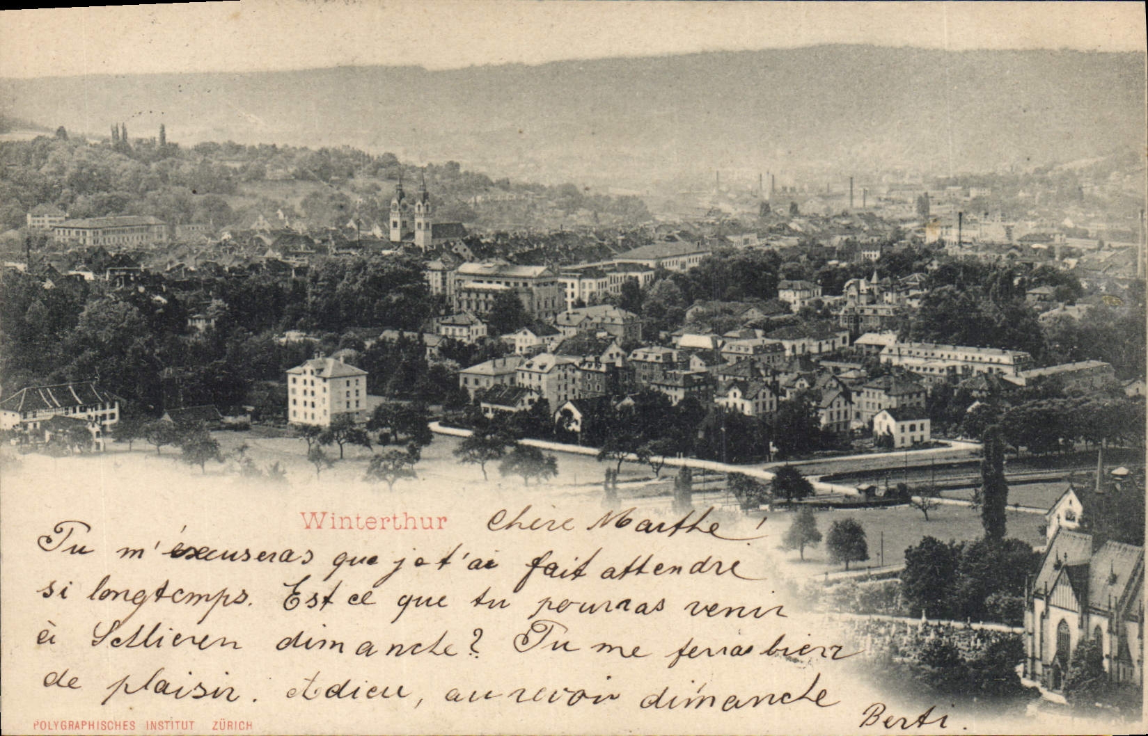 VINTAGE POSTCARD Insurance Swiss Winterthur Company Winterthur