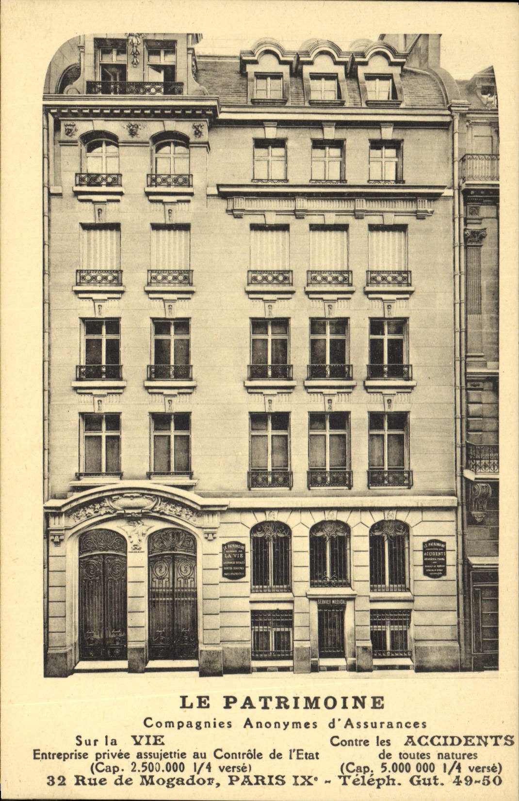 CPA Assurance La Patrimoine 32 Rue de Mogador Paris 9eme