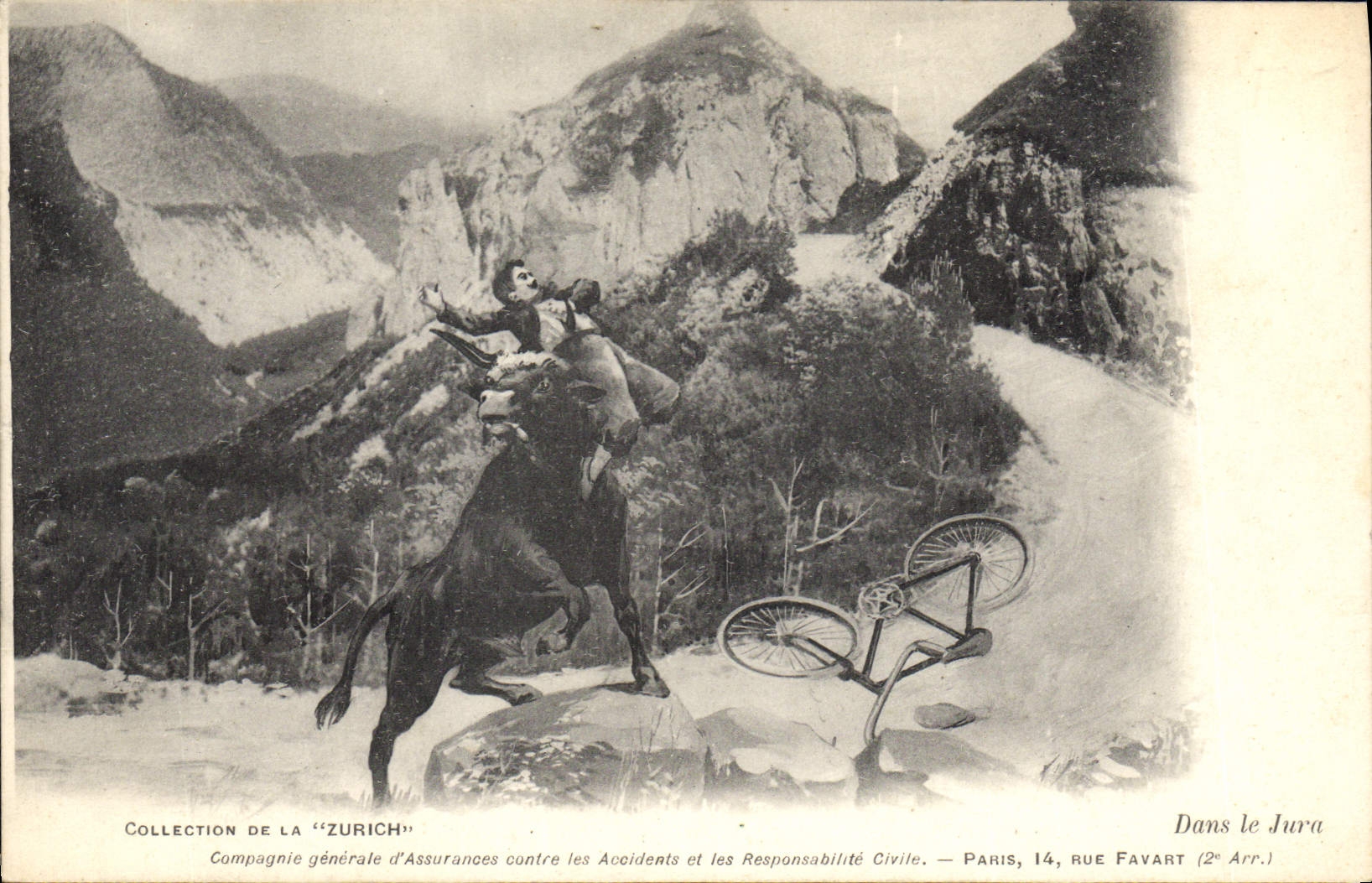 VINTAGE POSTCARD Insurance In the Jura Bull Zurich