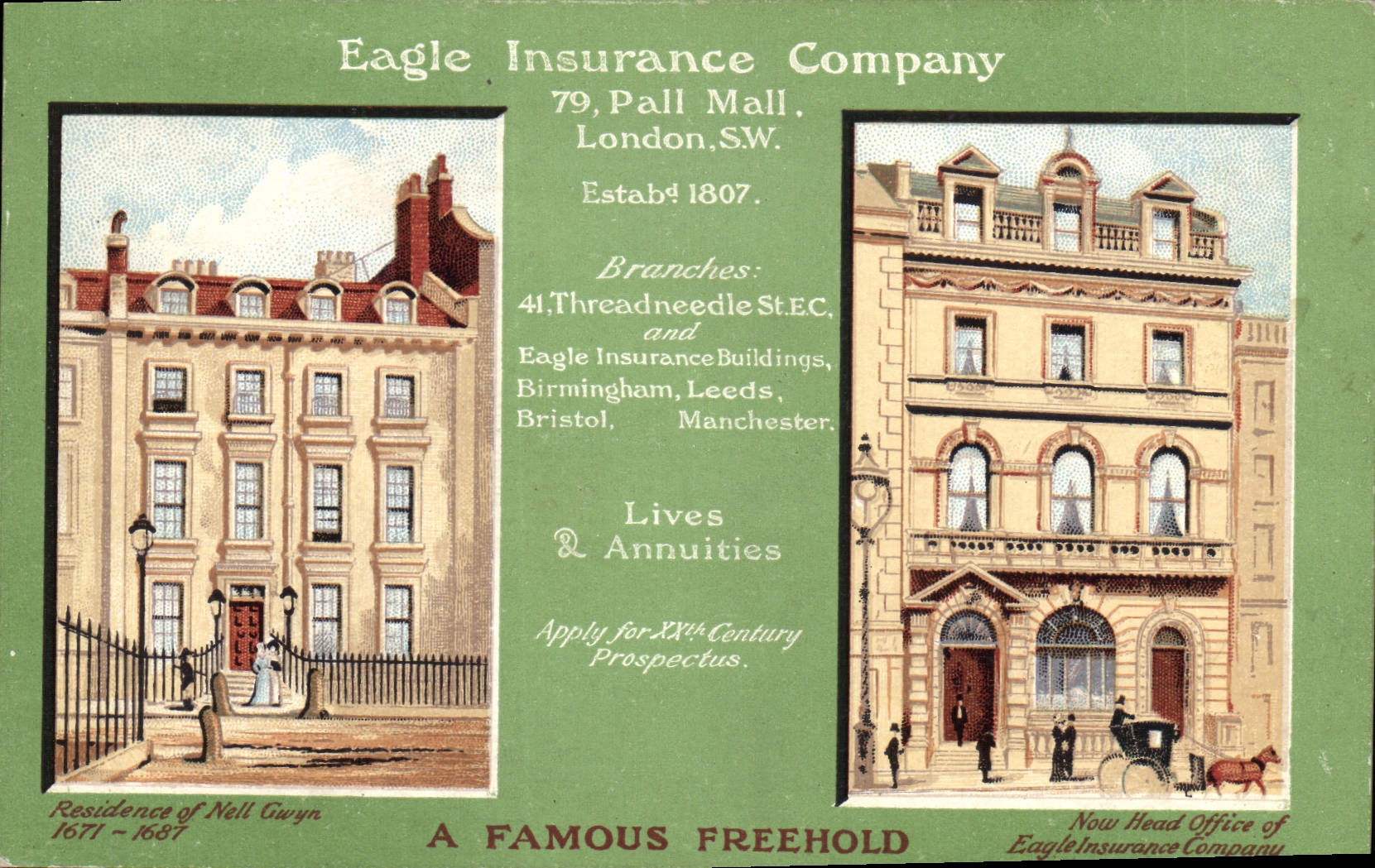 VINTAGE POSTCARD Insurance Eagle Insurance Company 79 Stake Badly London