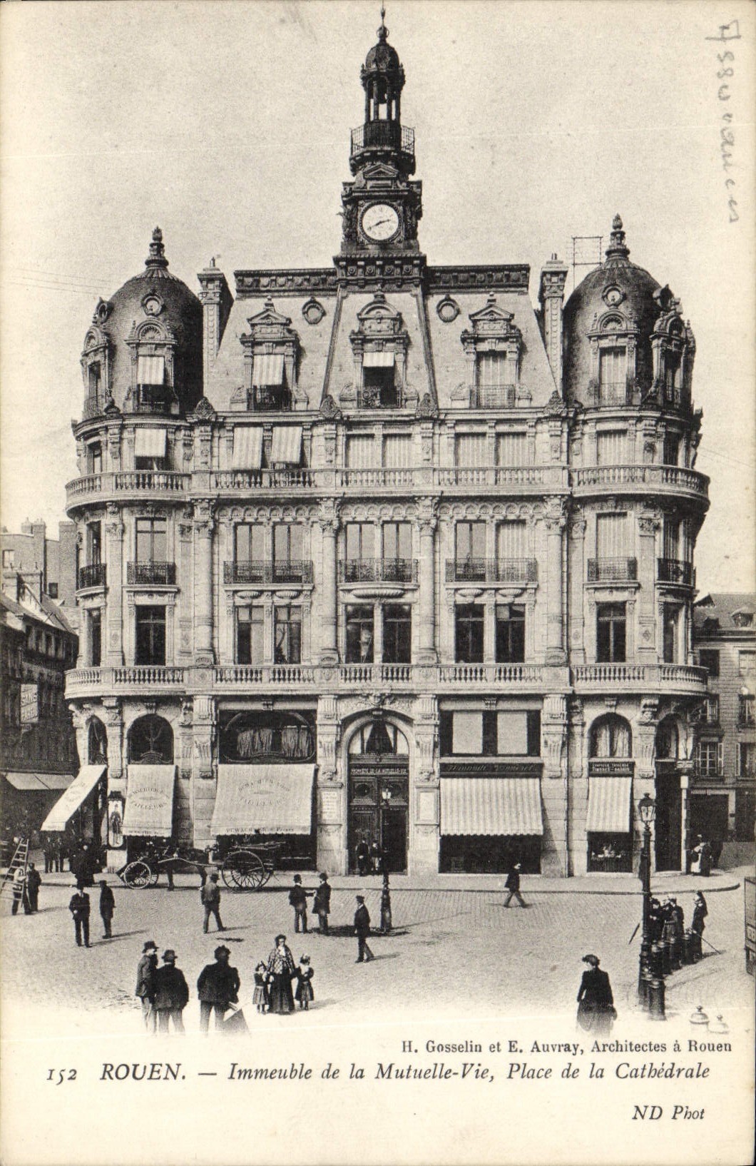 VINTAGE POSTCARD Assurance Rouen Immeuble of the Mutual insurance company Life Places Cathedral
