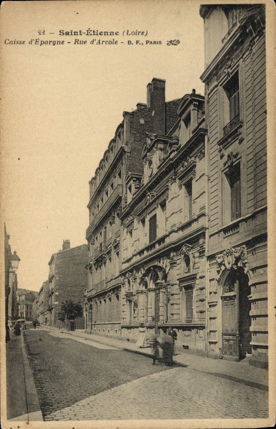 VINTAGE POSTCARD Bank Saint Etienne Savings bank Street of Arcole