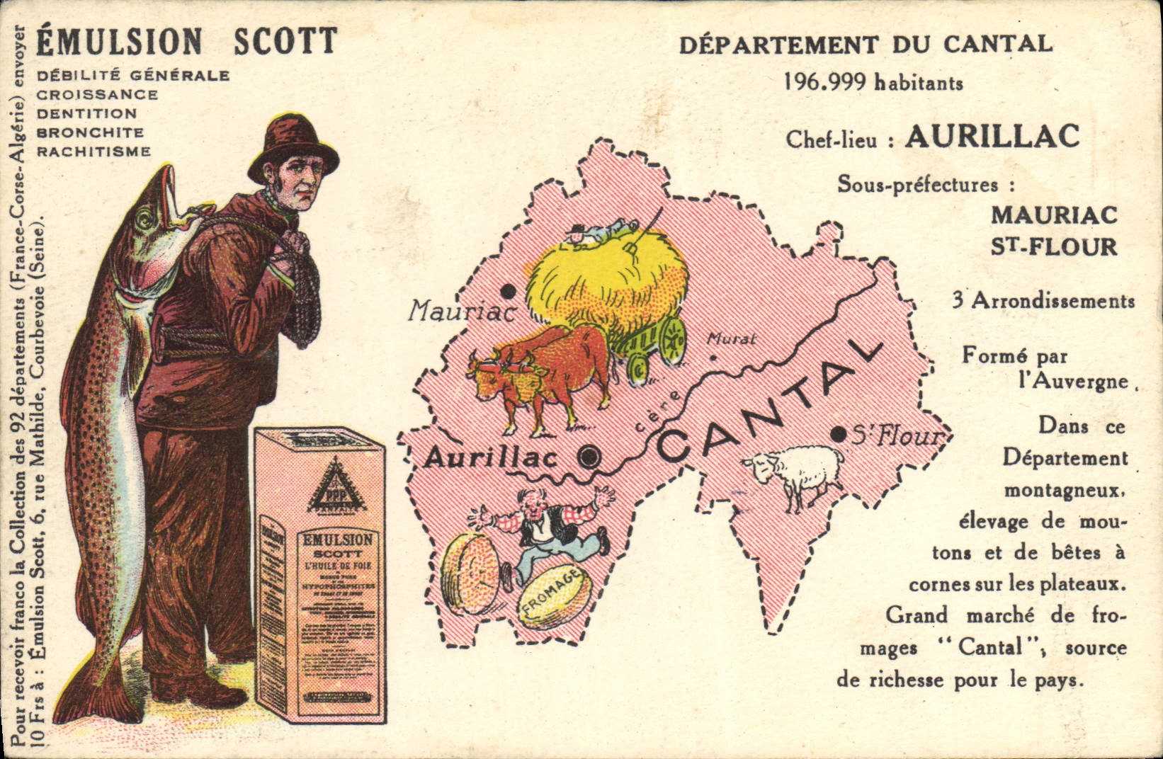 CPA Carte geographique Cantal Emulsion Scott Mauriac St Flour