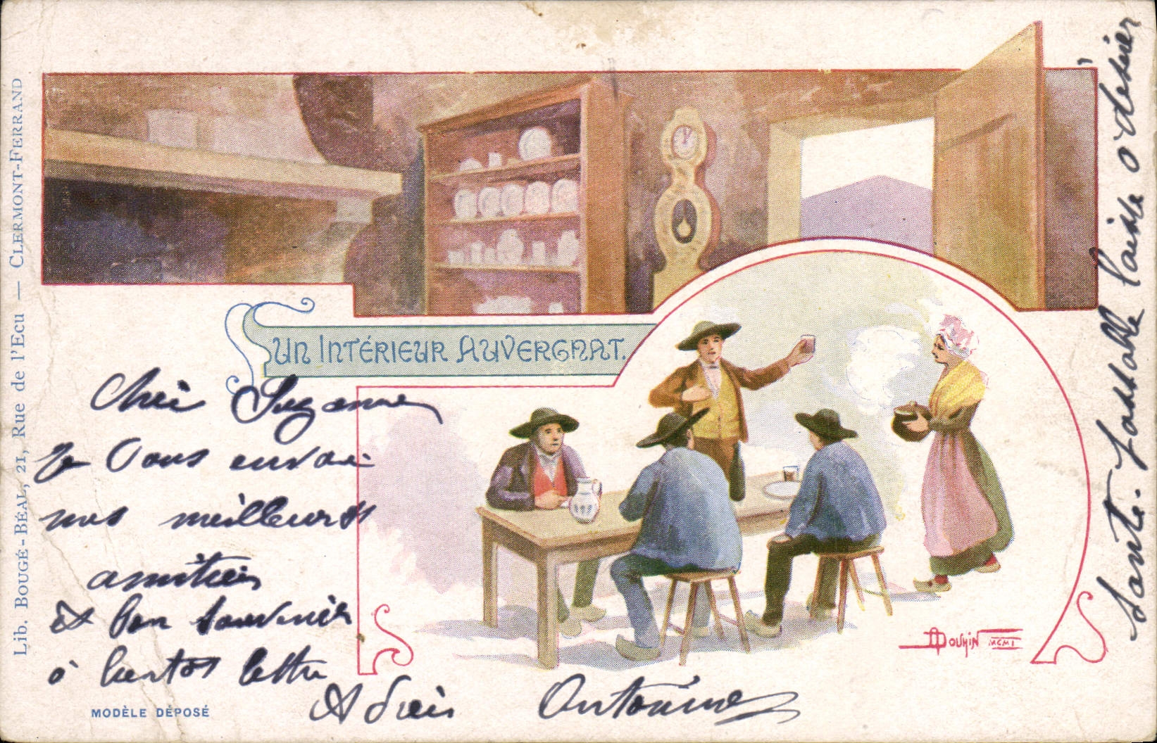 CPA Folklore Un interieur Auvergnat