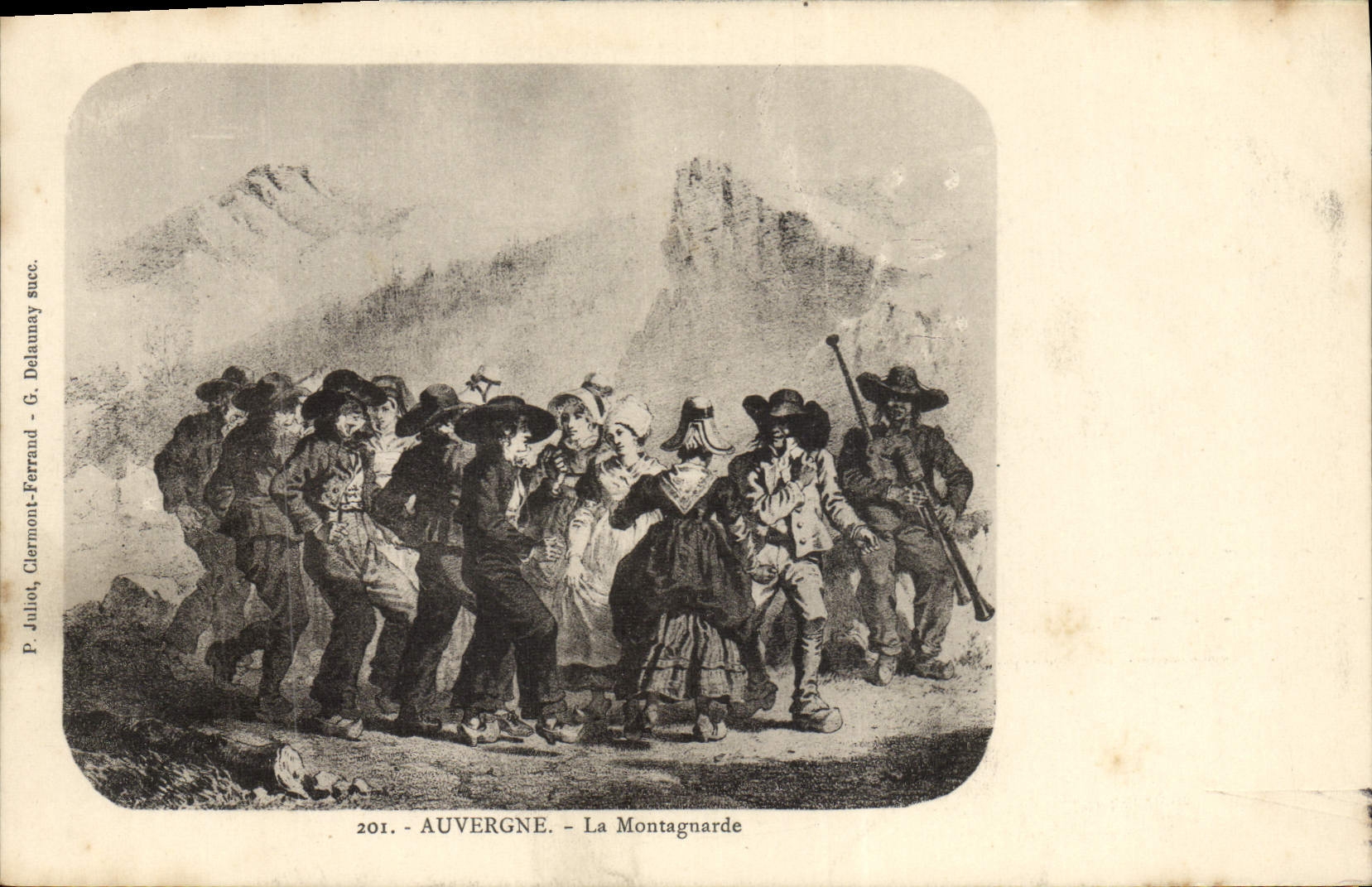 CPA Folklore Auvergne La Montagnarde Bourree