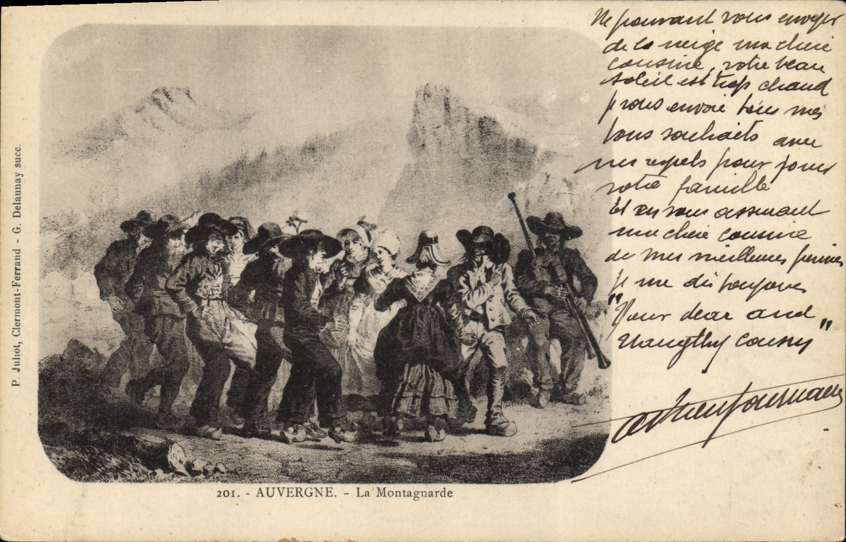 CPA Folklore Auvergne La Montagnarde Bourree