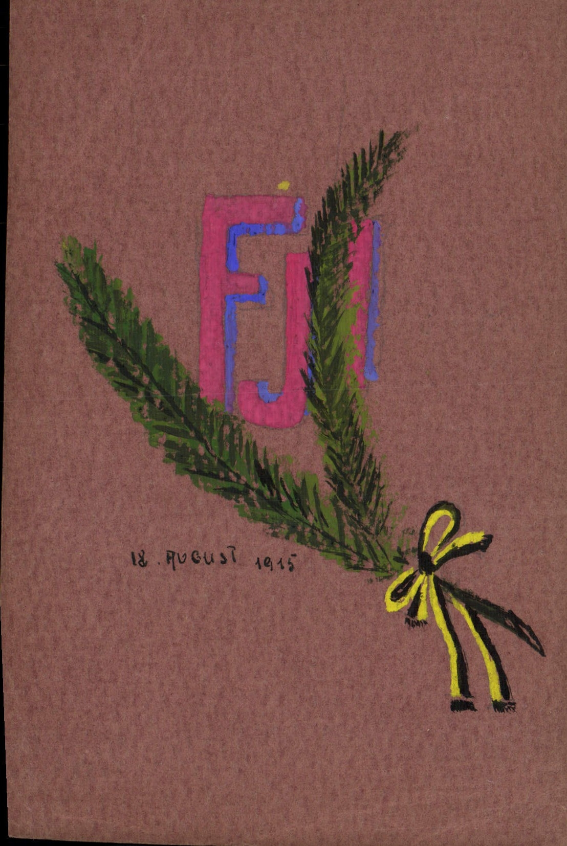 VINTAGE POSTCARD Drawing with the hand Flowers FJI