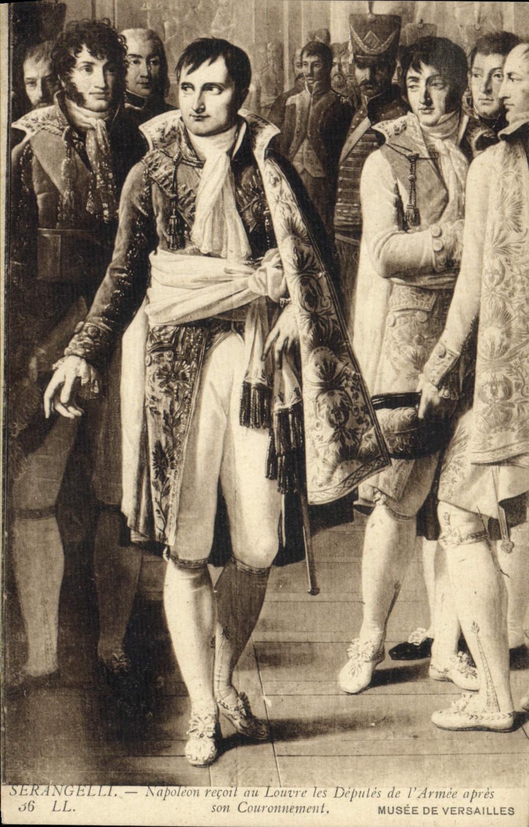 VINTAGE POSTCARD Histoire Napoleon 1st Serangelli Napoleon receives the deputies of the army after his Musee crowning of Versailles