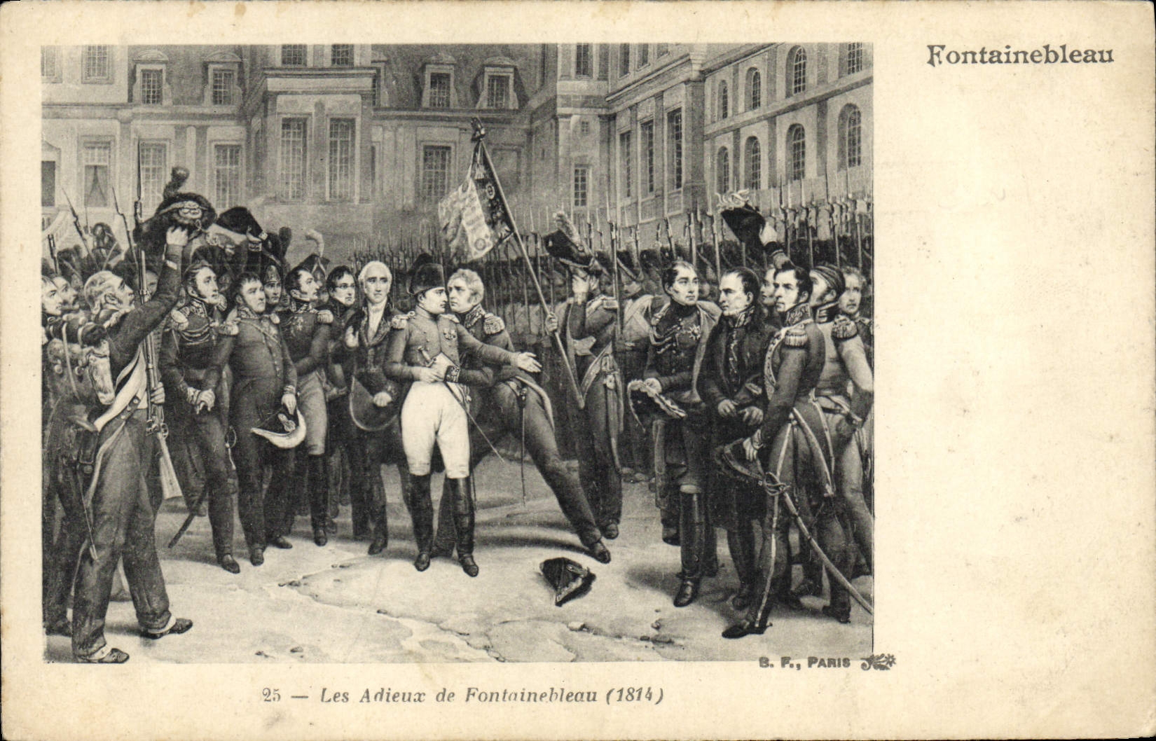 VINTAGE POSTCARD Napoleon History 1st good-byes of Fontainebleau 1814