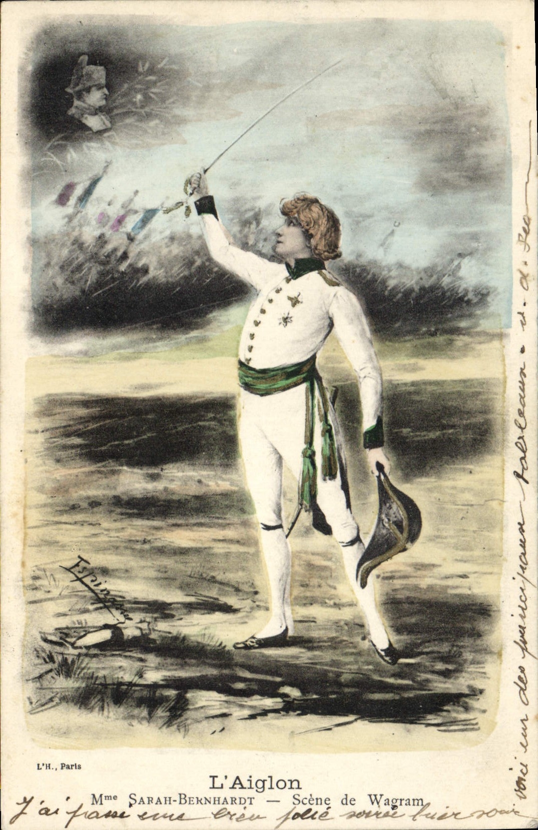 CPA Histoire Napoleon 1er L'Aiglon Mme Sarah Bernhardt Scene de Wagram