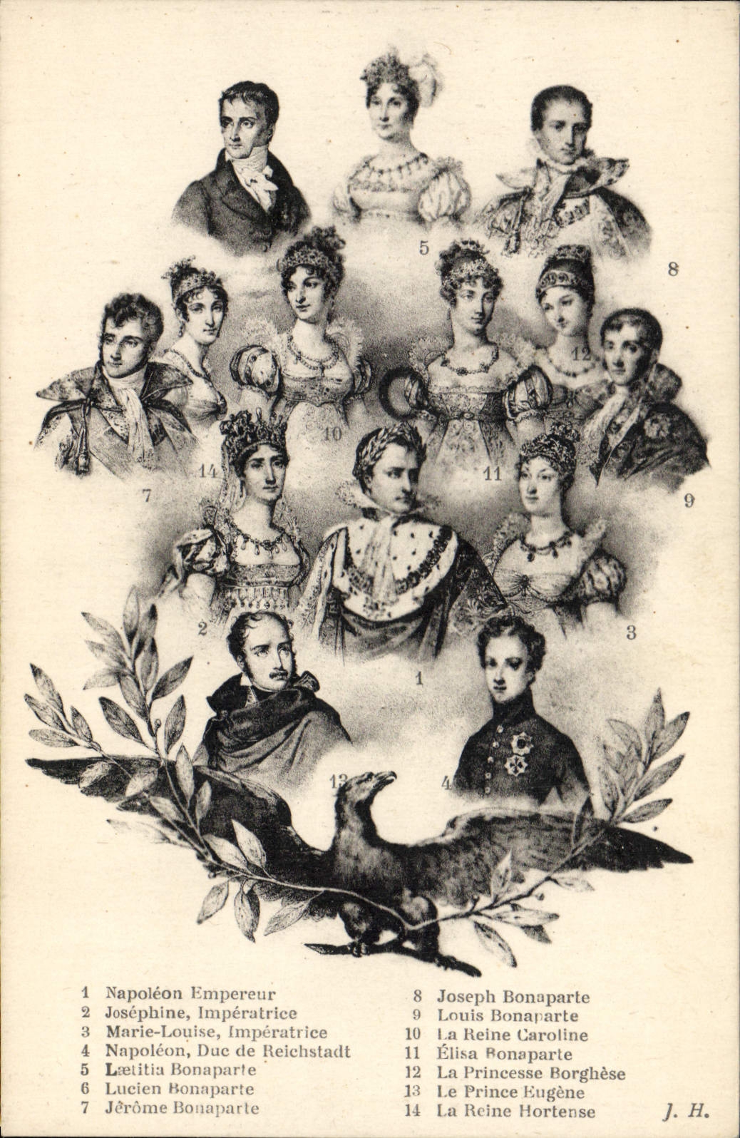 VINTAGE POSTCARD Napoleon History 1st and his Eagle family