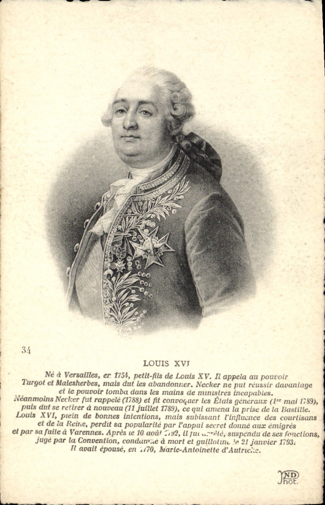 VINTAGE POSTCARD Louis XVI