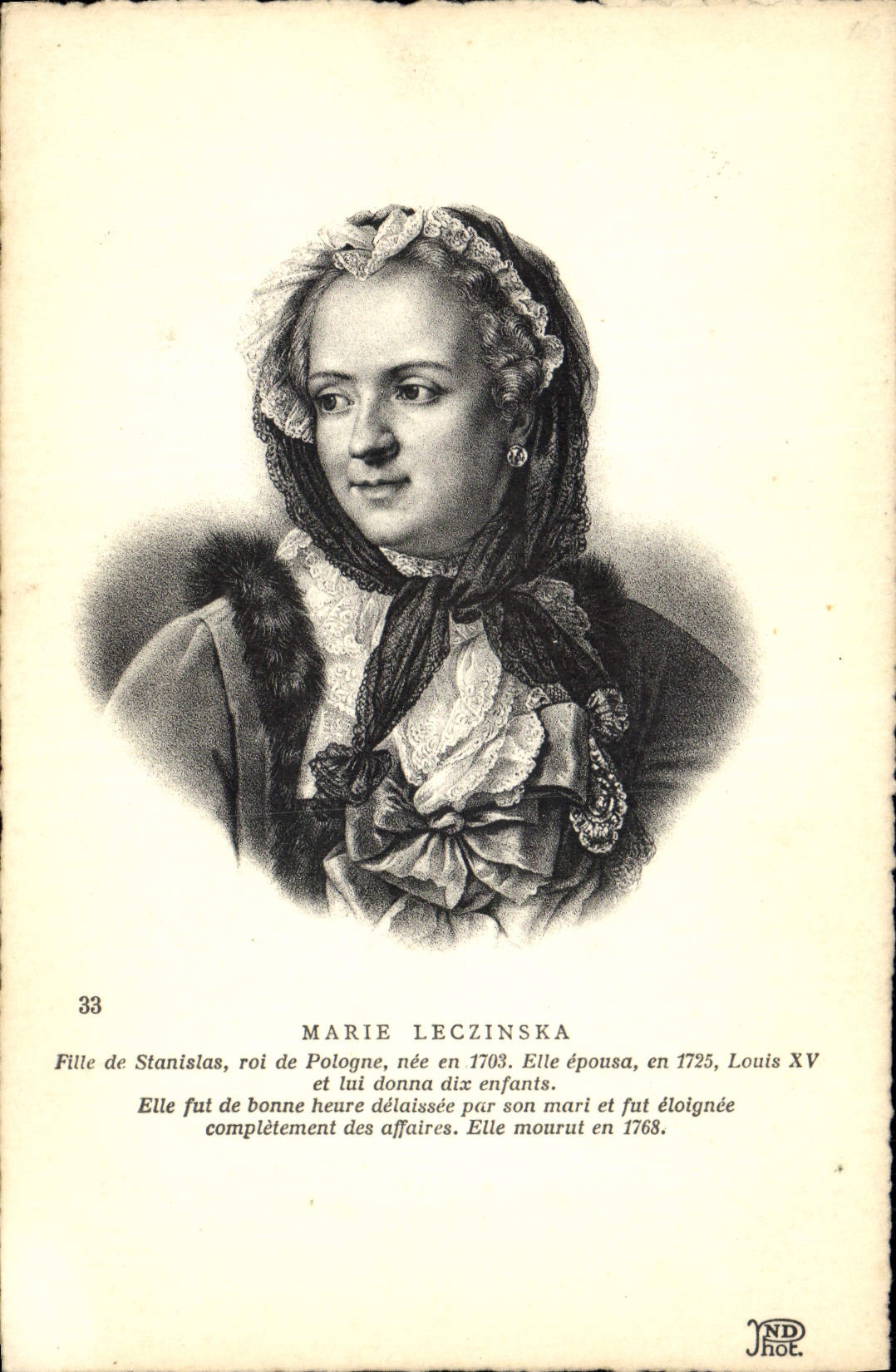 VINTAGE POSTCARD Marie Leczinska Girl of Stanislas