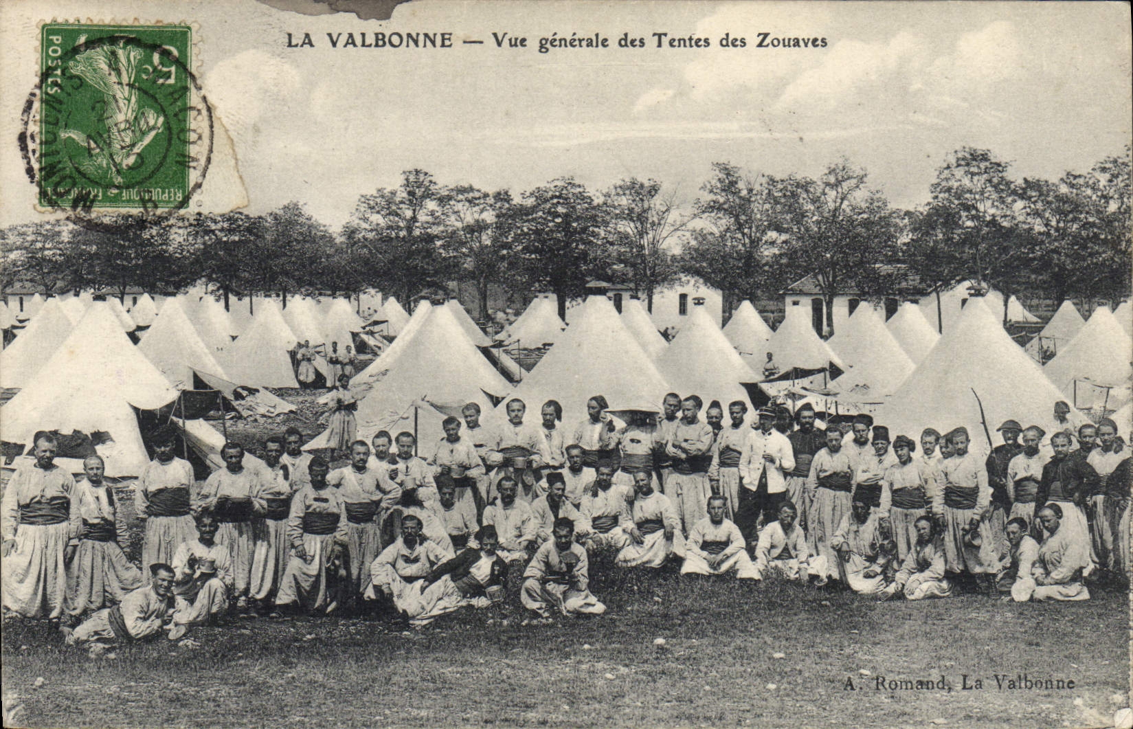 VINTAGE POSTCARD Militaria Valbonne View of the tents of the zouaves
