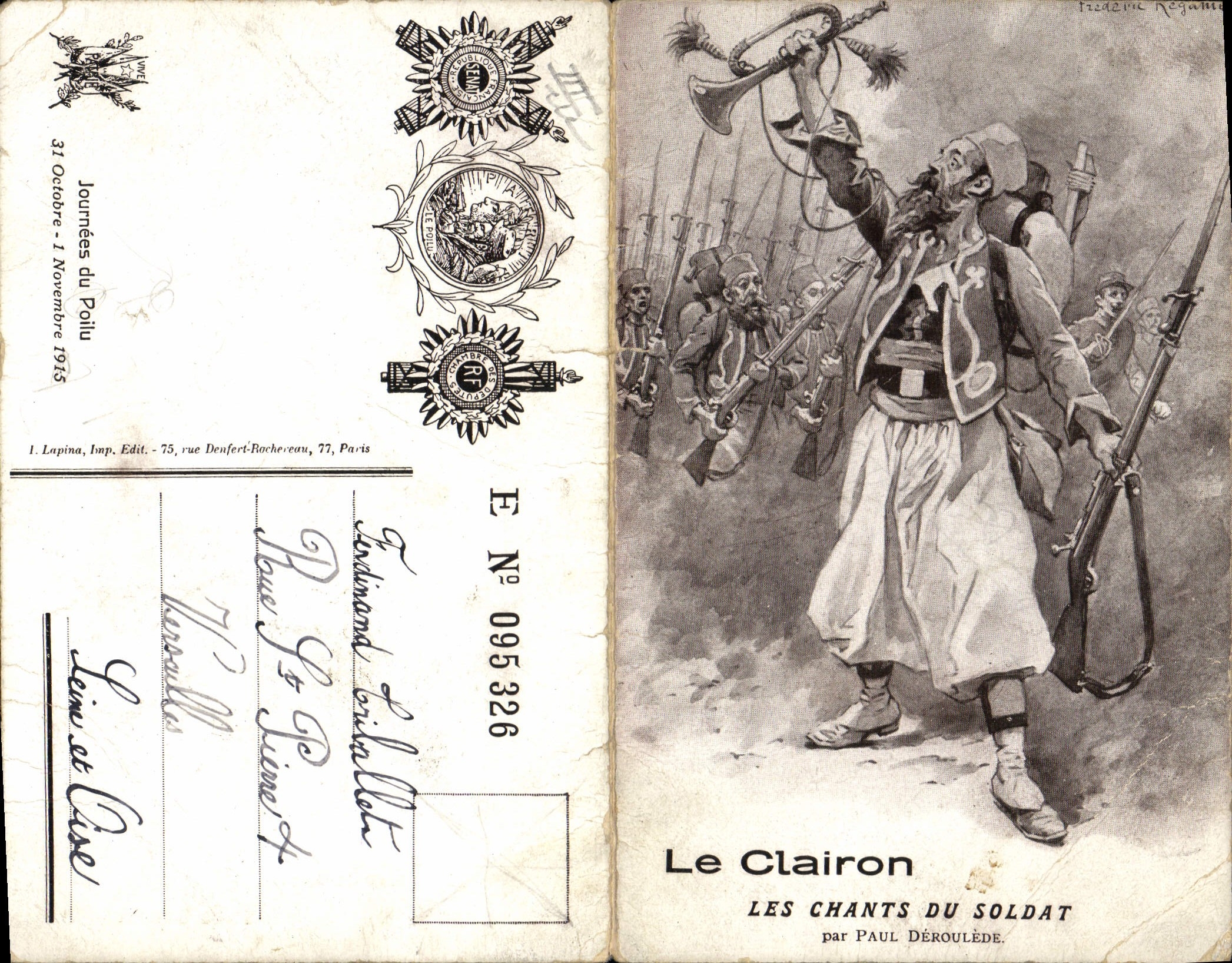 VINTAGE POSTCARD Militaria the bugle songs of the soldier Paule Deroulede