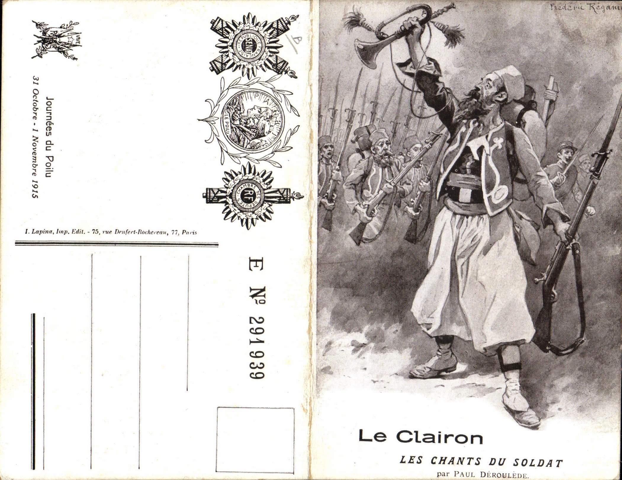 CPA Militaria Le clairon Les chants du soldat Paule Deroulede