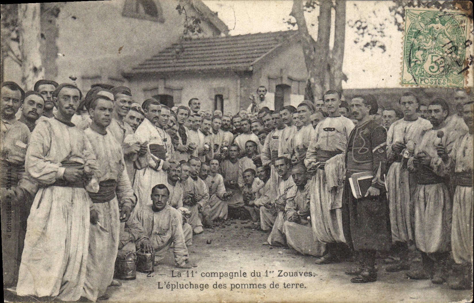 VINTAGE POSTCARD Militaria the 11th company of the 1st Zouaves the potato weeding