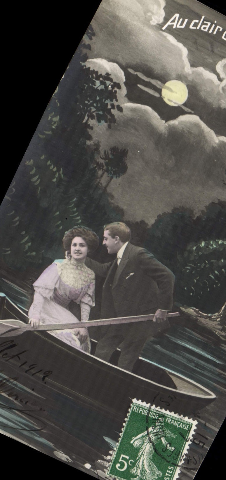 VINTAGE POSTCARD Fantasy Woman With the moonlight