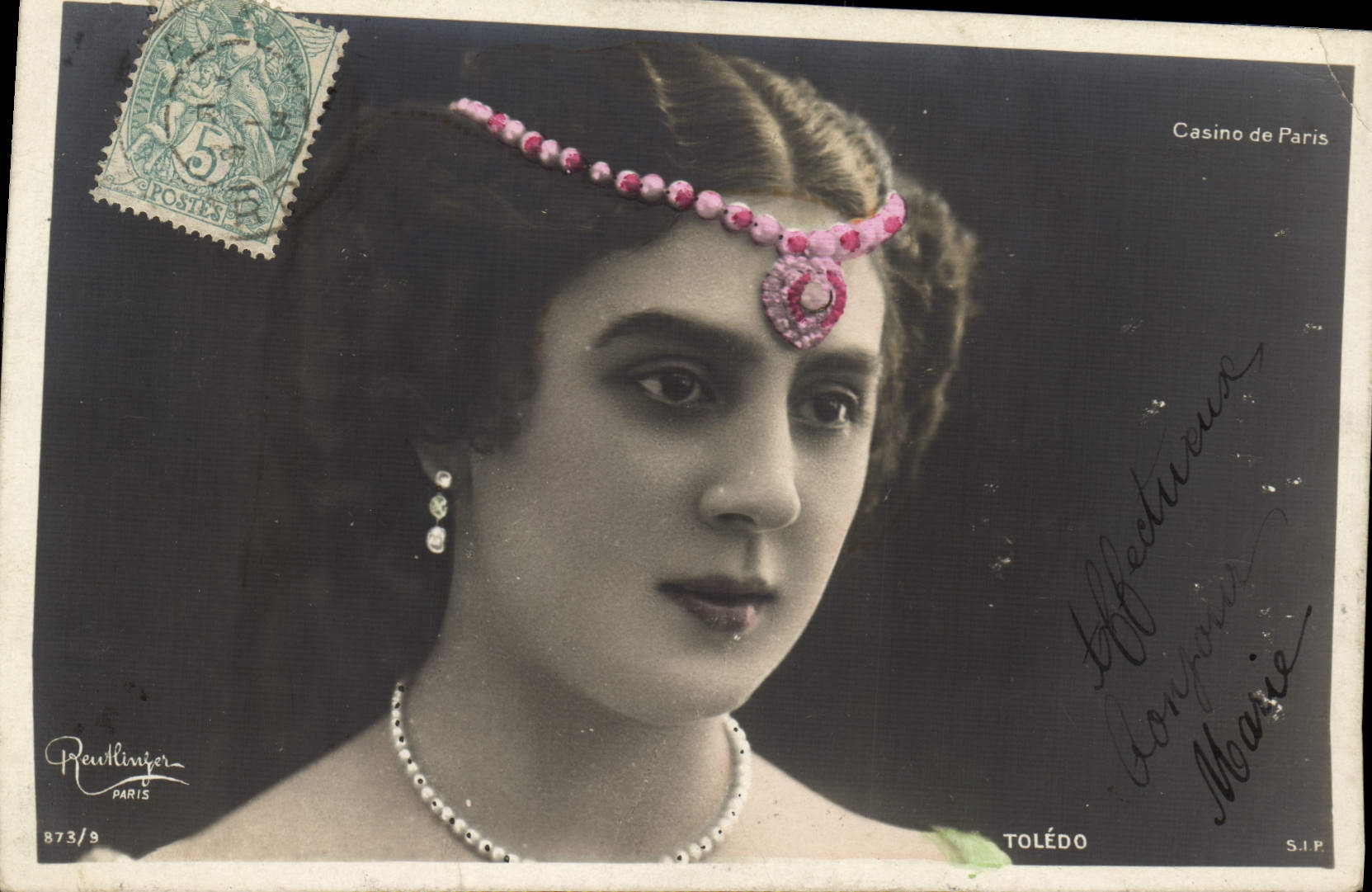 VINTAGE POSTCARD Fantasy Woman Theater Casino of Paris Toledo