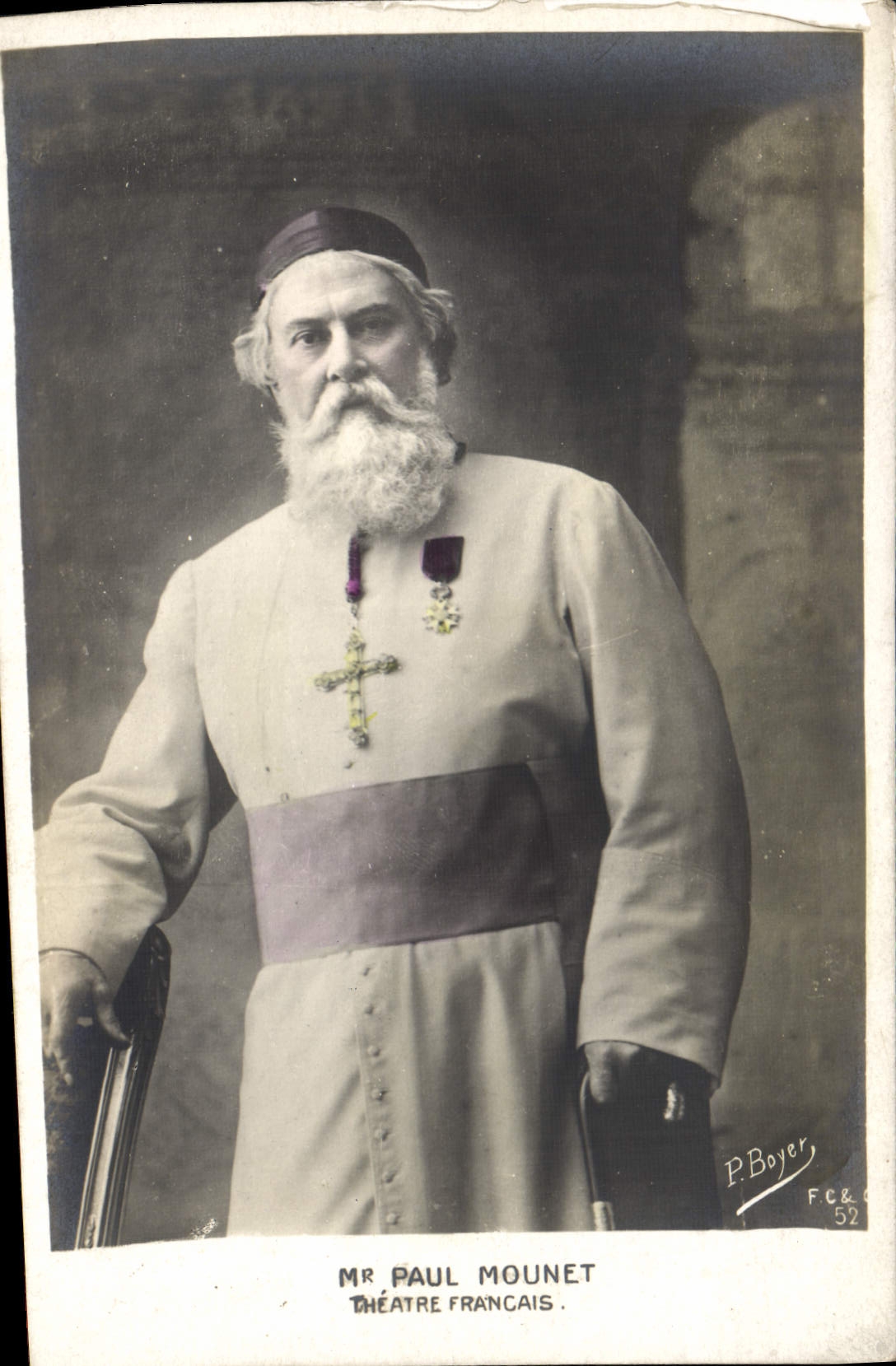 CPA Fantaisie Femme Theatre Mr Paul Mounet Theatre Francais Medaille