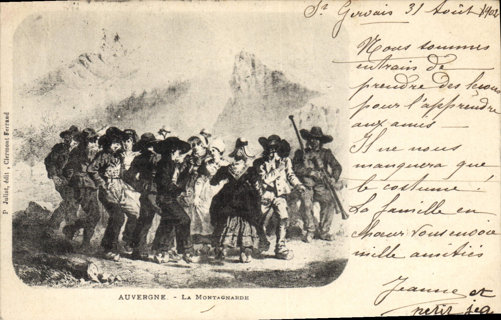 VINTAGE POSTCARD Auvergne Folklore Montargene