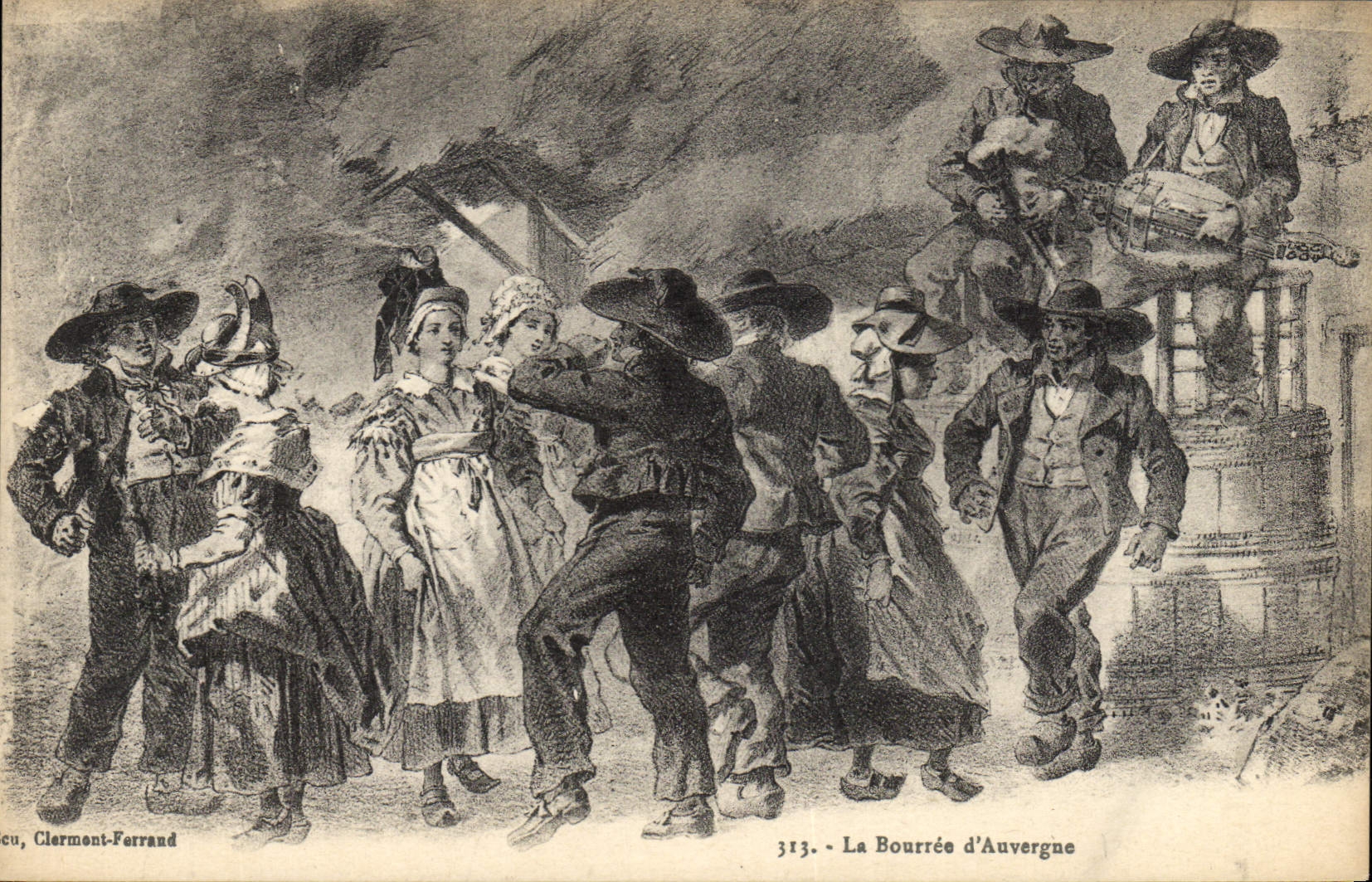 CPA Folklore Auvergne La bourree La Vouale La Rouzette