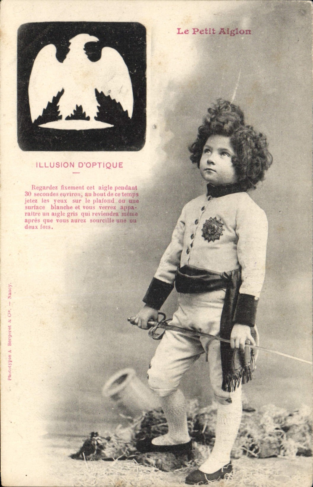 VINTAGE POSTCARD Napoleon History the 1st Small Eaglet Optical illusion Eagle