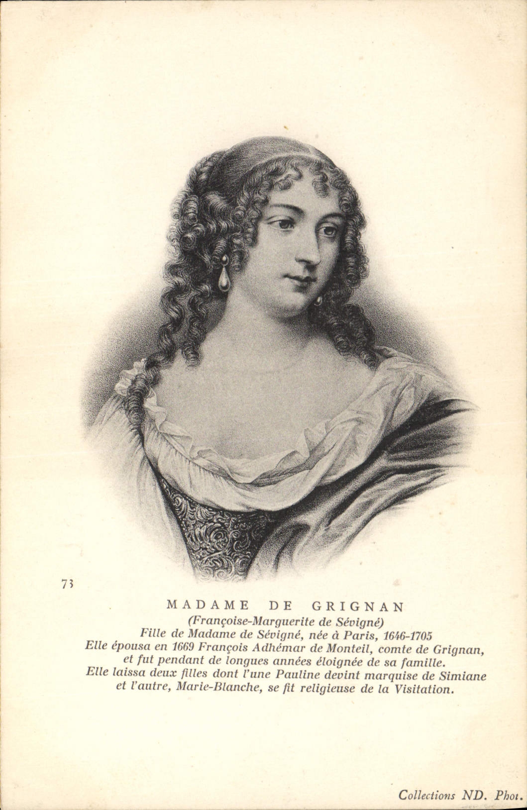 VINTAGE POSTCARD Madam de Grignan Girl of Madam de Sevigne