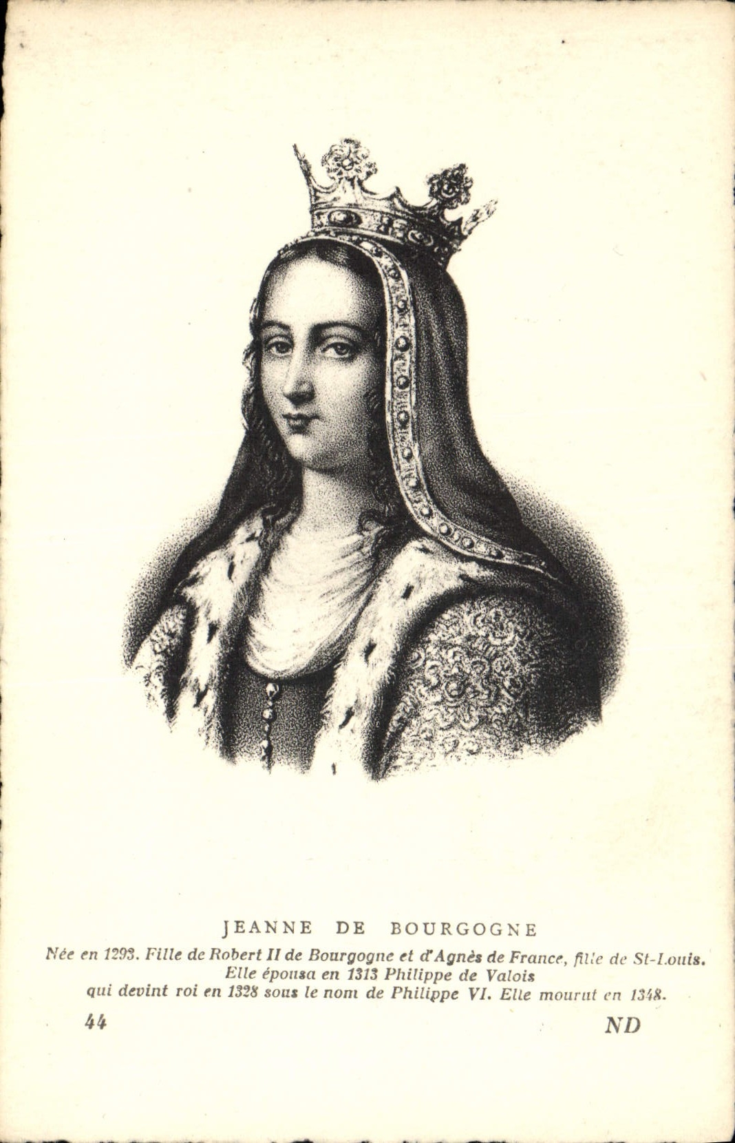 VINTAGE POSTCARD Jeanne of Burgundy