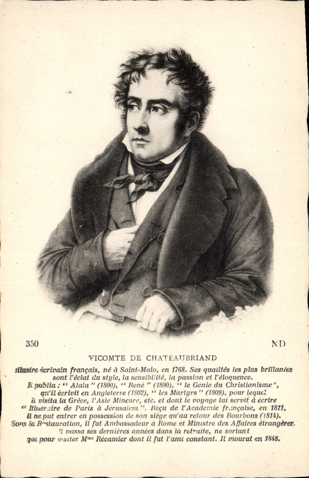 CPA Vicomte de Chateaubriand Ecrivain