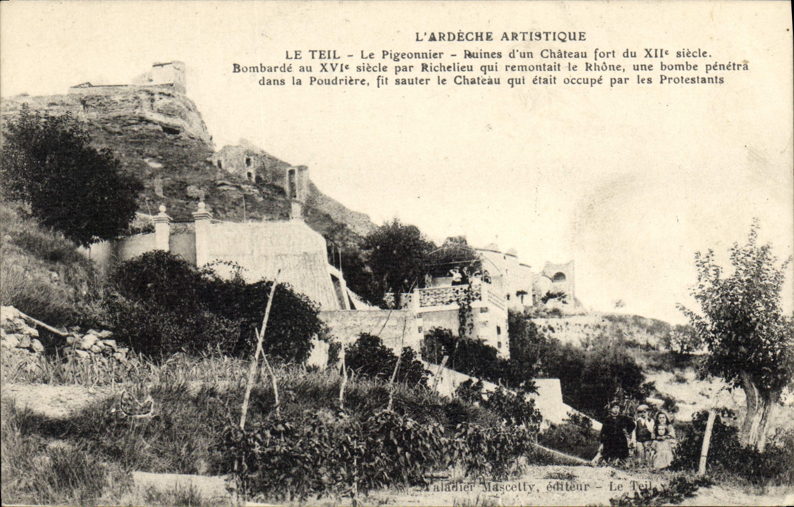 CPA Colombe Colombophilie Ardeche Le Teil Le pigeonnier Ruines du chateau fort 