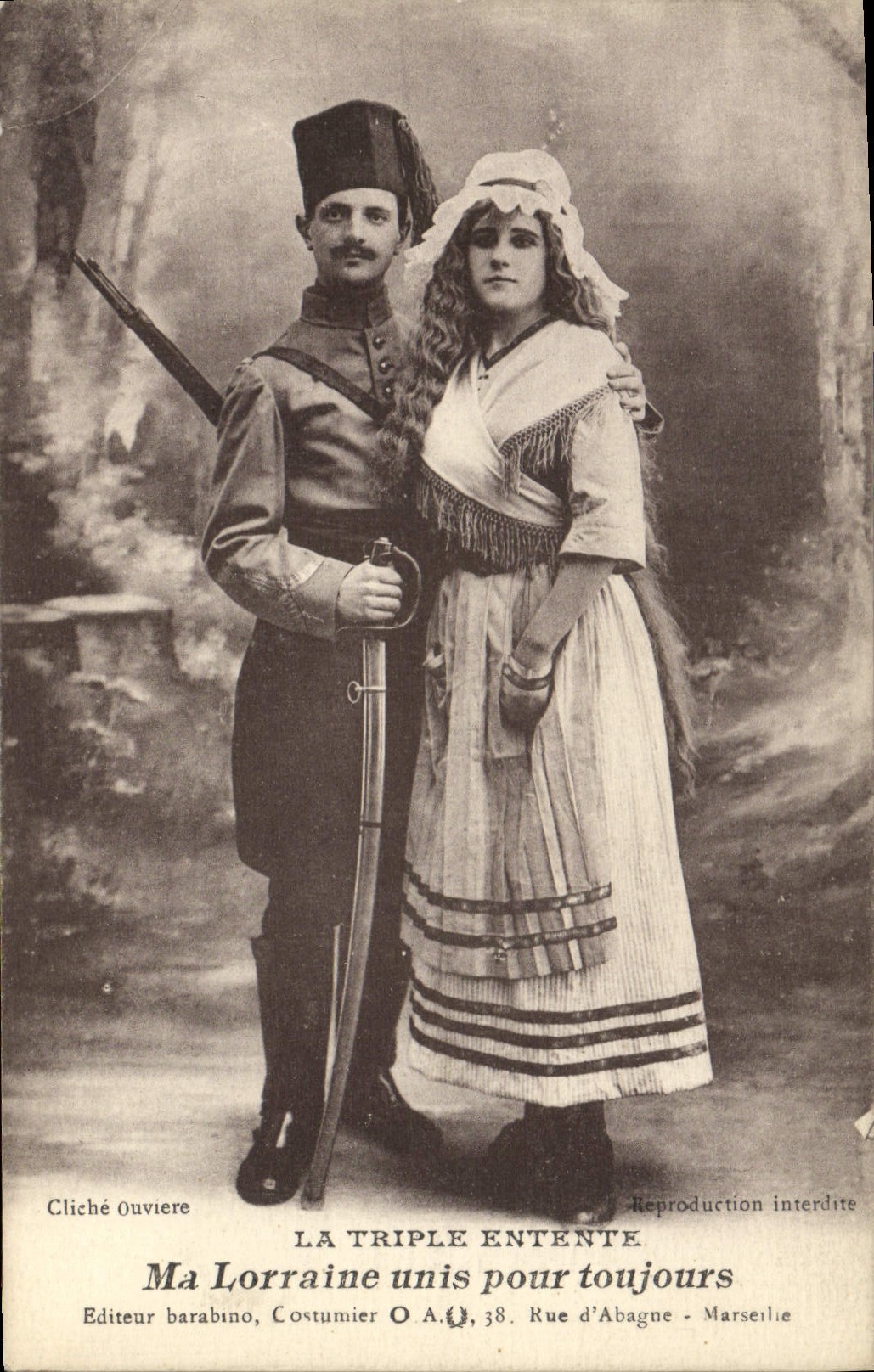 VINTAGE POSTCARD Militaria Triple Alliance My Lorraine Zouave