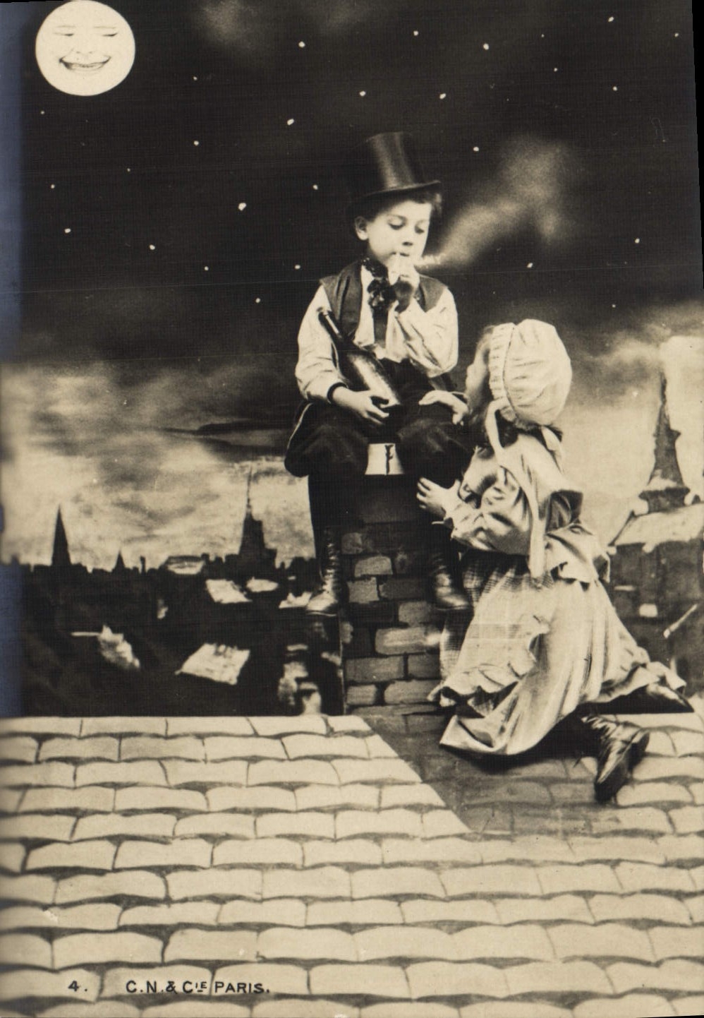 CPA Fantaisie Lune Enfants