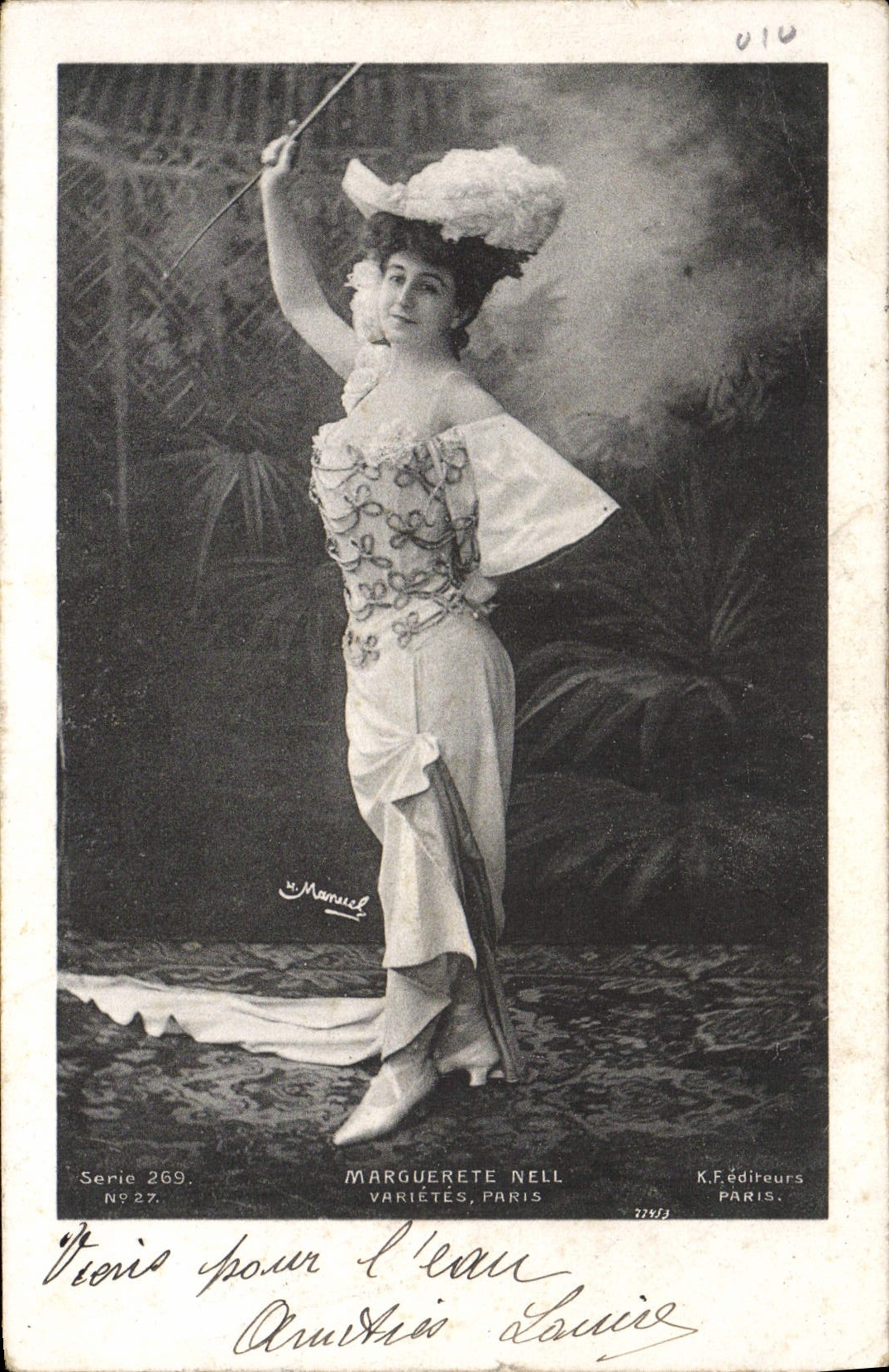 VINTAGE POSTCARD Woman Theater Marguerite Nell Paris Varieties
