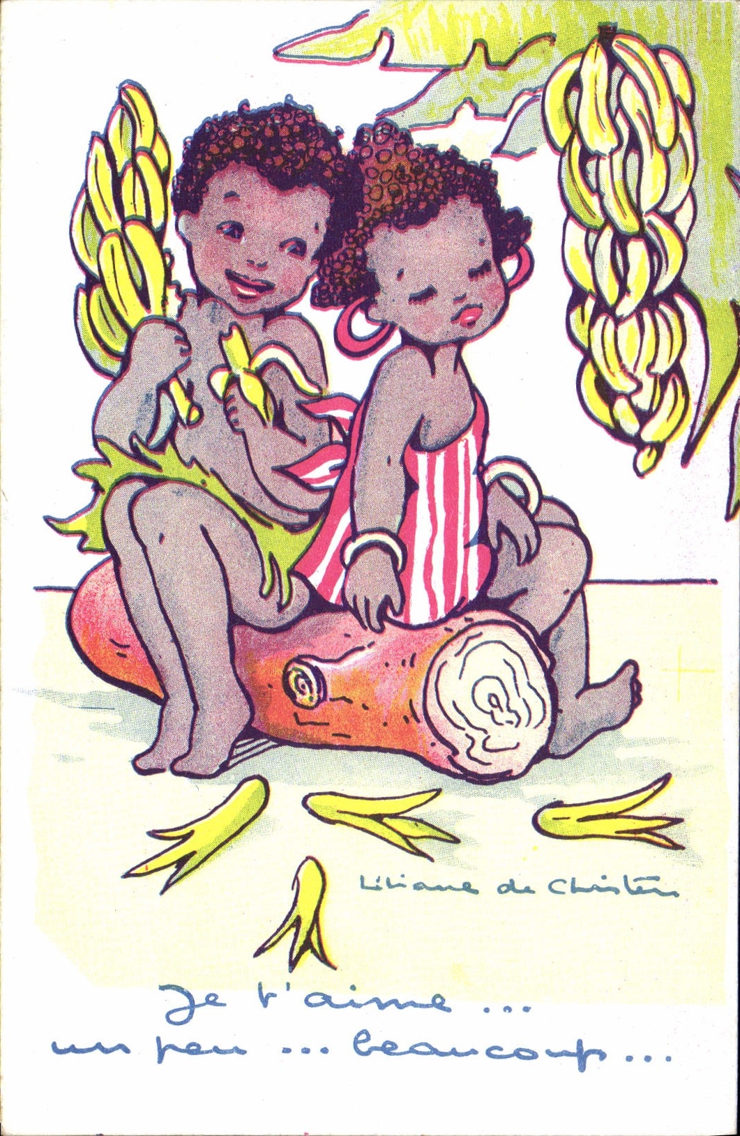 CPA Negre Enfant Noir Bananes