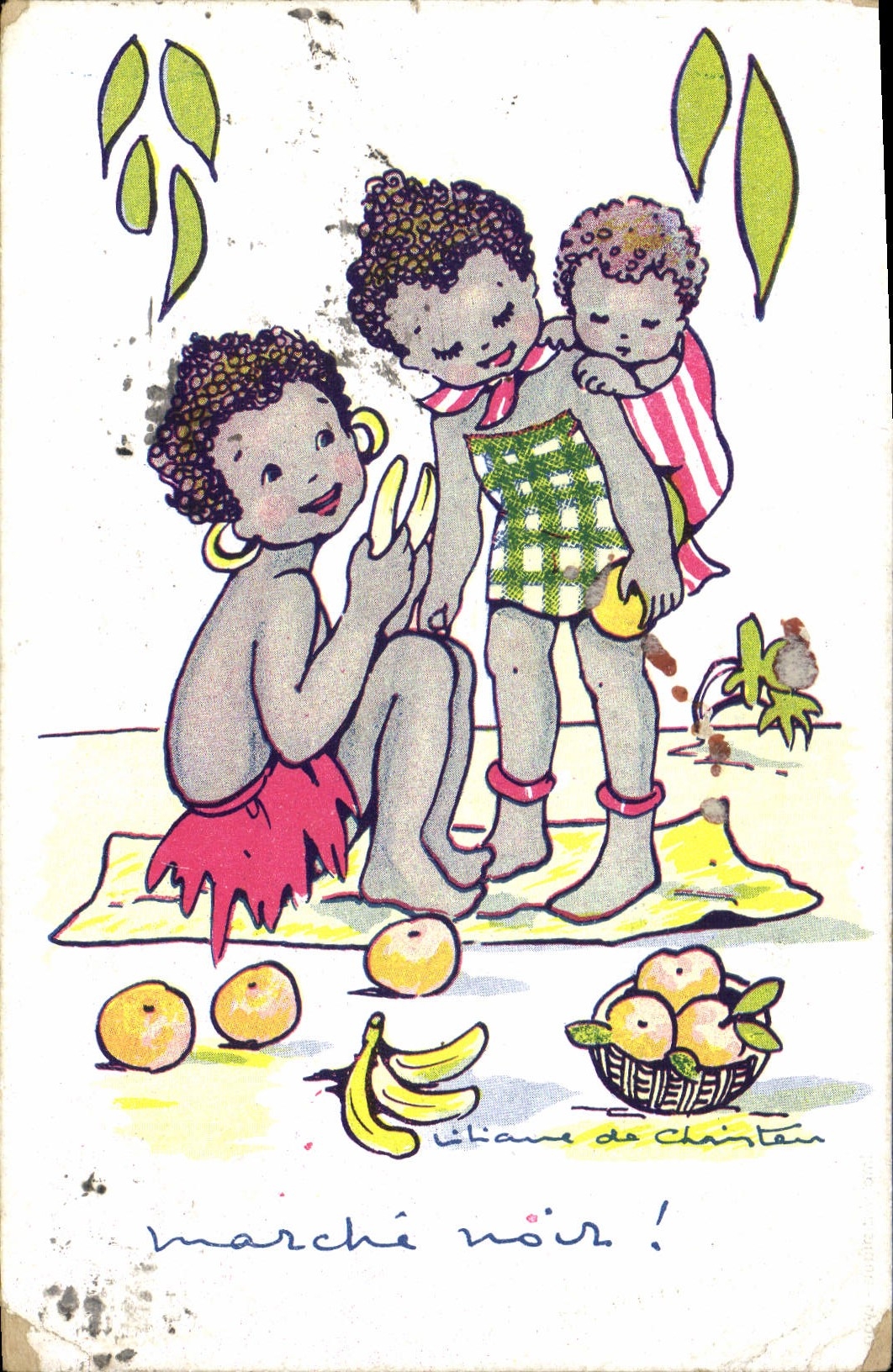 Negro EnfantNoir de la POSTAL de la VENDIMIA