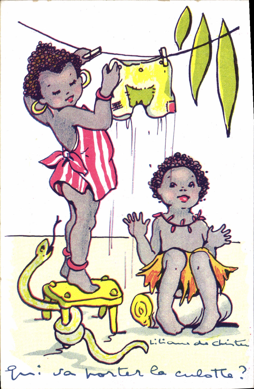 CPA Negre Enfant Noir Serpent