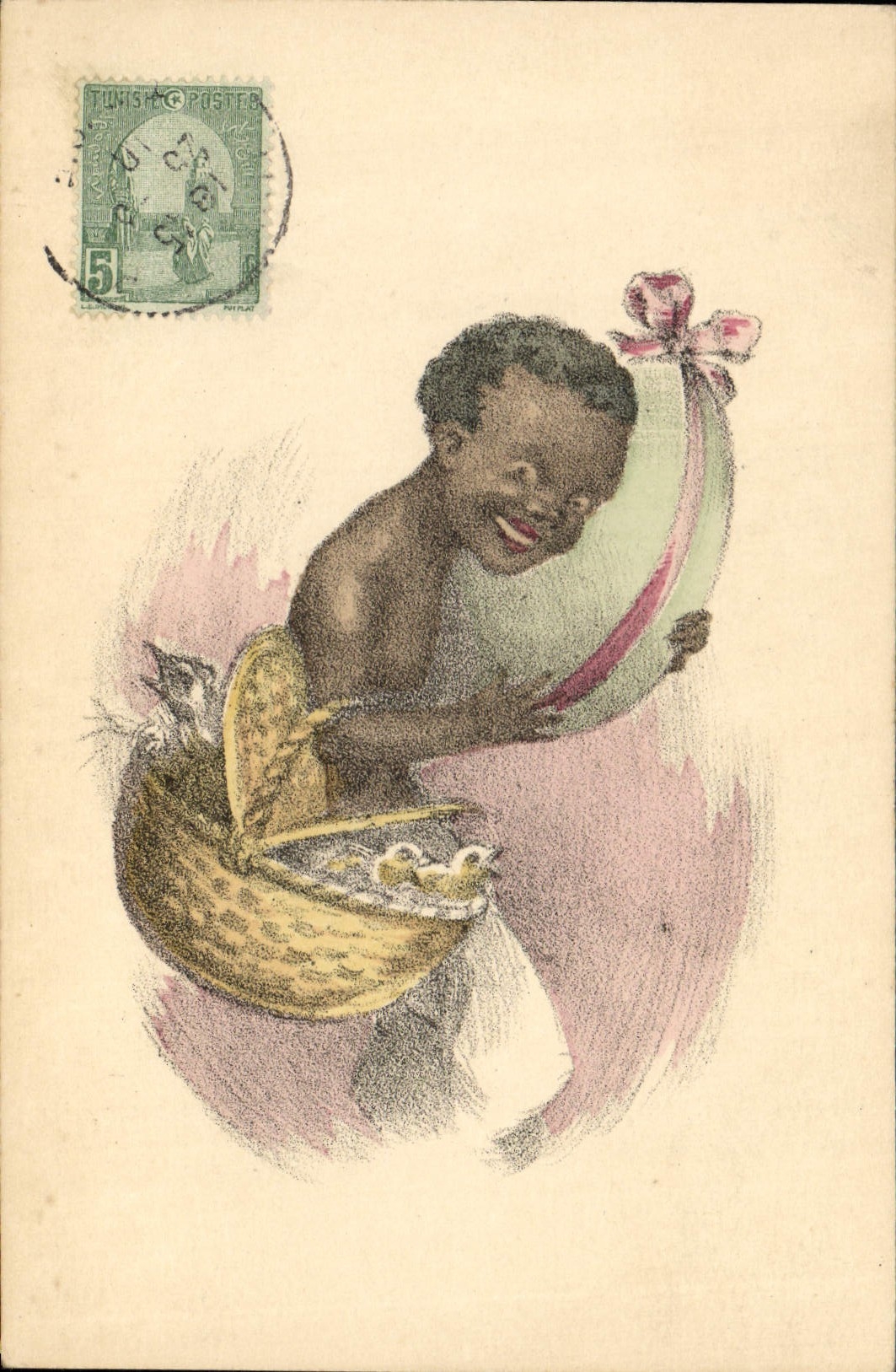 CPA Negre Enfant Noir Paques Tunisie