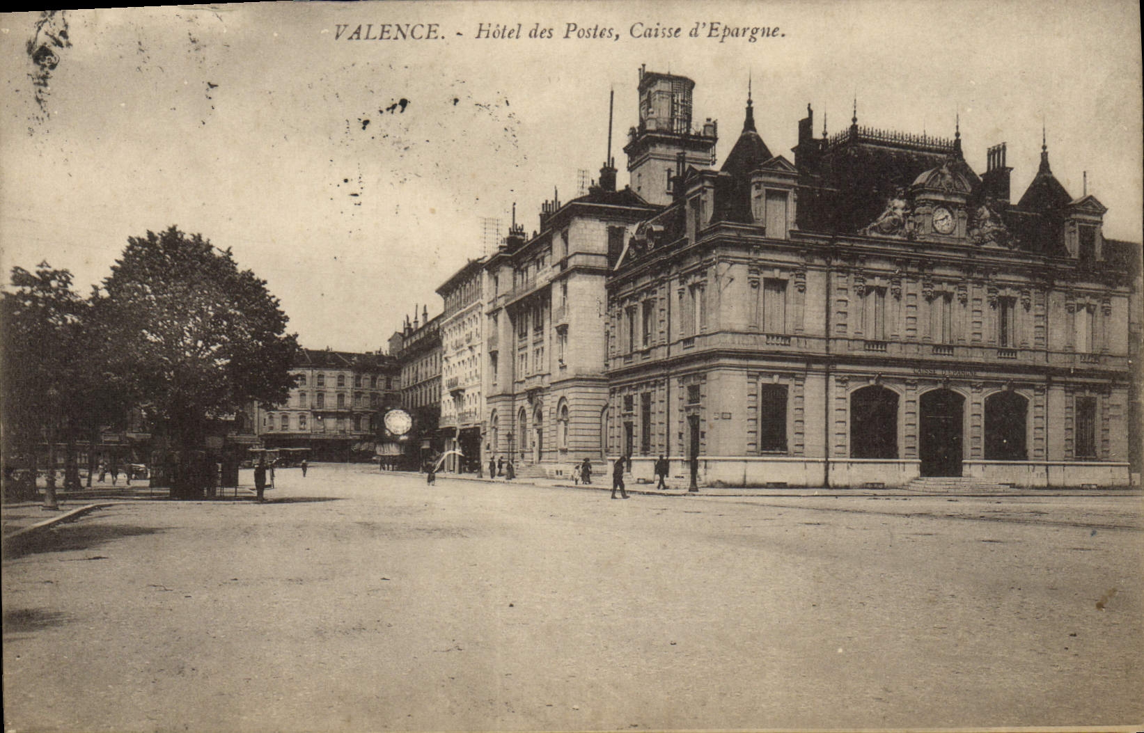 VINTAGE POSTCARD Bank Valence Post office building Savings bank