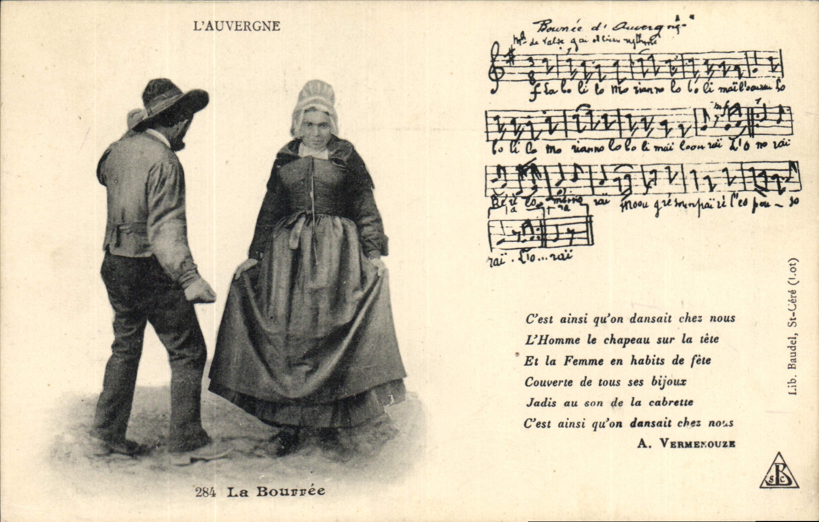 CPA Folklore Auvergne La Bourree