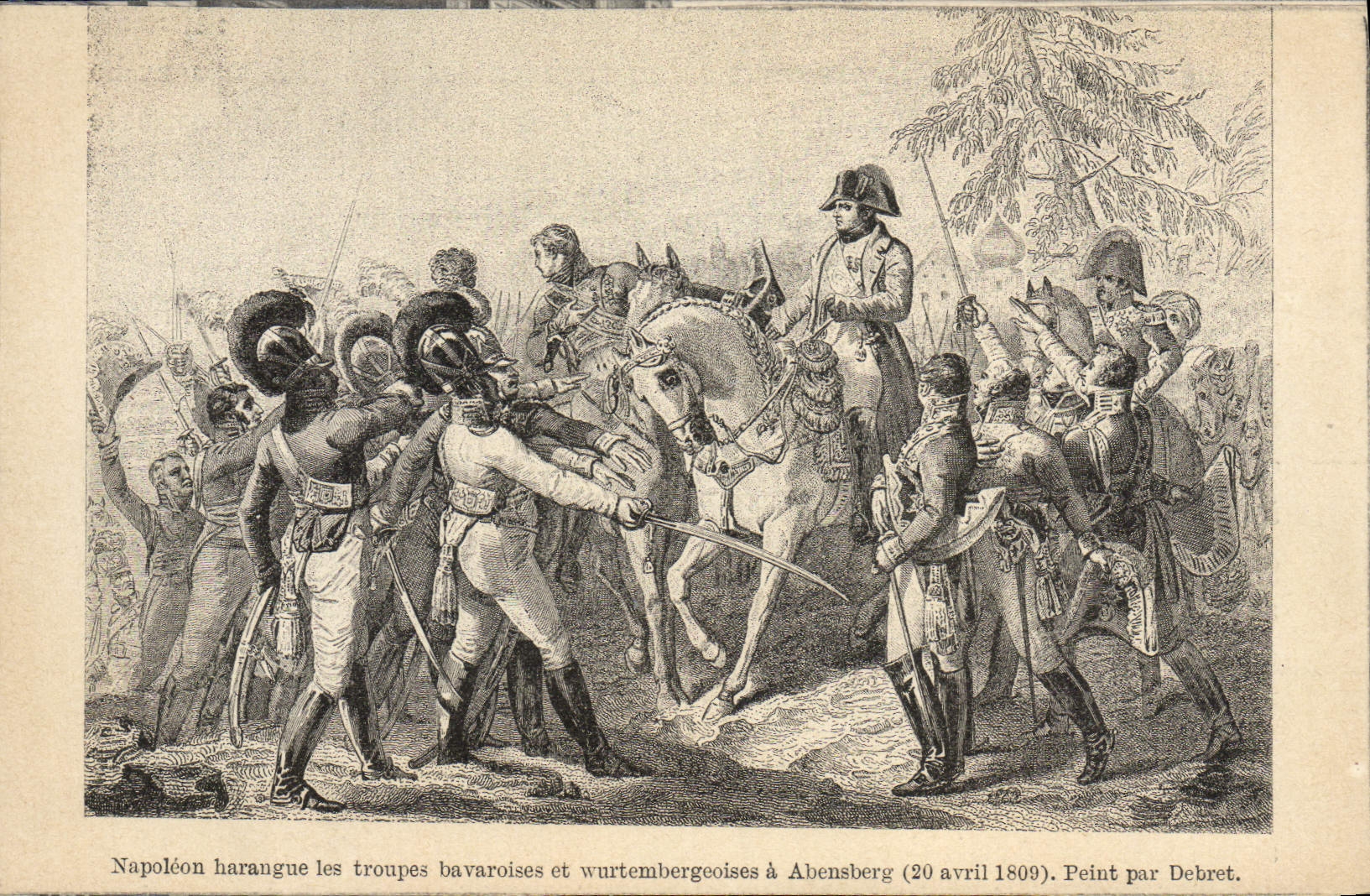 VINTAGE POSTCARD Napoleon 1st harangue the Bavarian troops and wurtembergeoises has Abesnberg