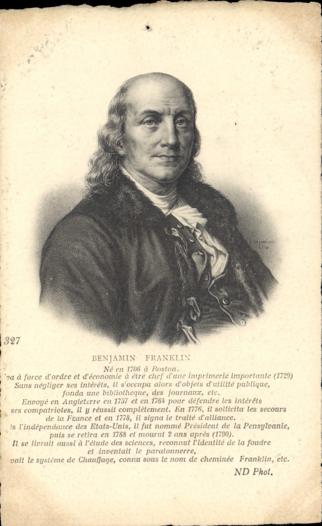 VINTAGE POSTCARD Benjamin Franklin